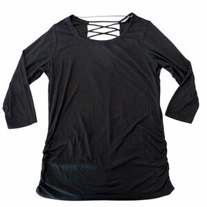 Balance Collection Back Long Sleeve Tee with Crisscross Cutout Back Design